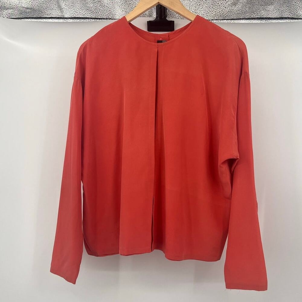 Vtg Silk Apricot Pink Blouse Linda Allard Ellen Tracy sz 12 workwear Office
